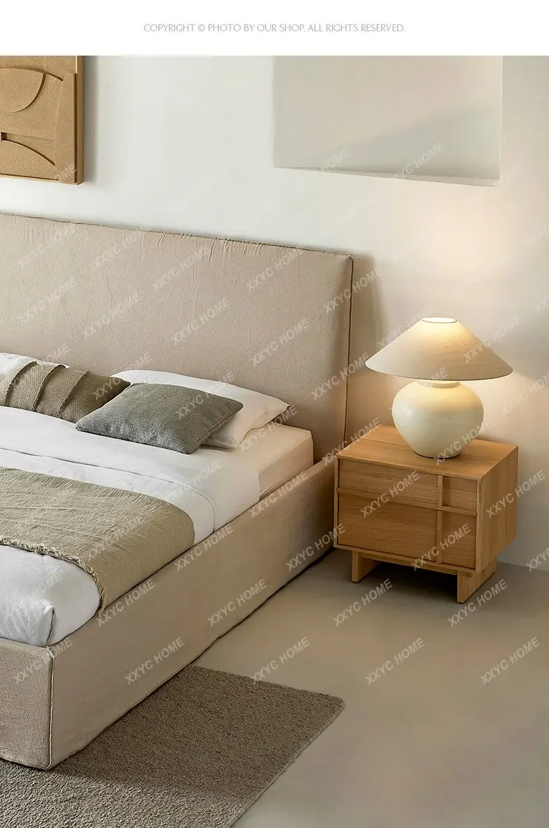 

HMJBedside Table White Oak Solid Wood Modern Simple Log Wind Bedside Bedroom Home Locker