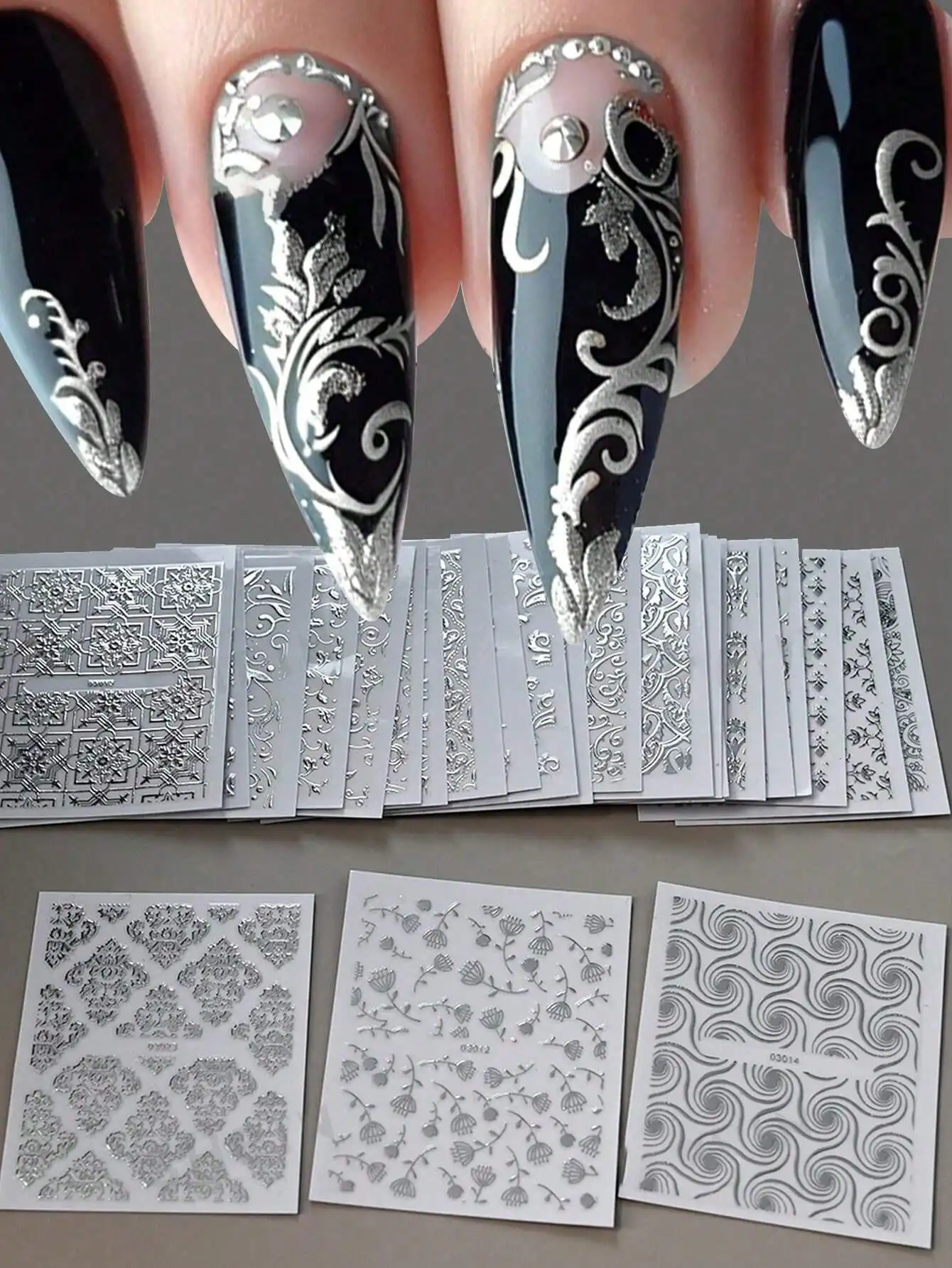 30 Stück Blumen Bronzing Nail Art Aufkleber, selbstklebende Nail Art Abziehbilder, Nail Art Zubehör Dokument Frauen y Mädchen