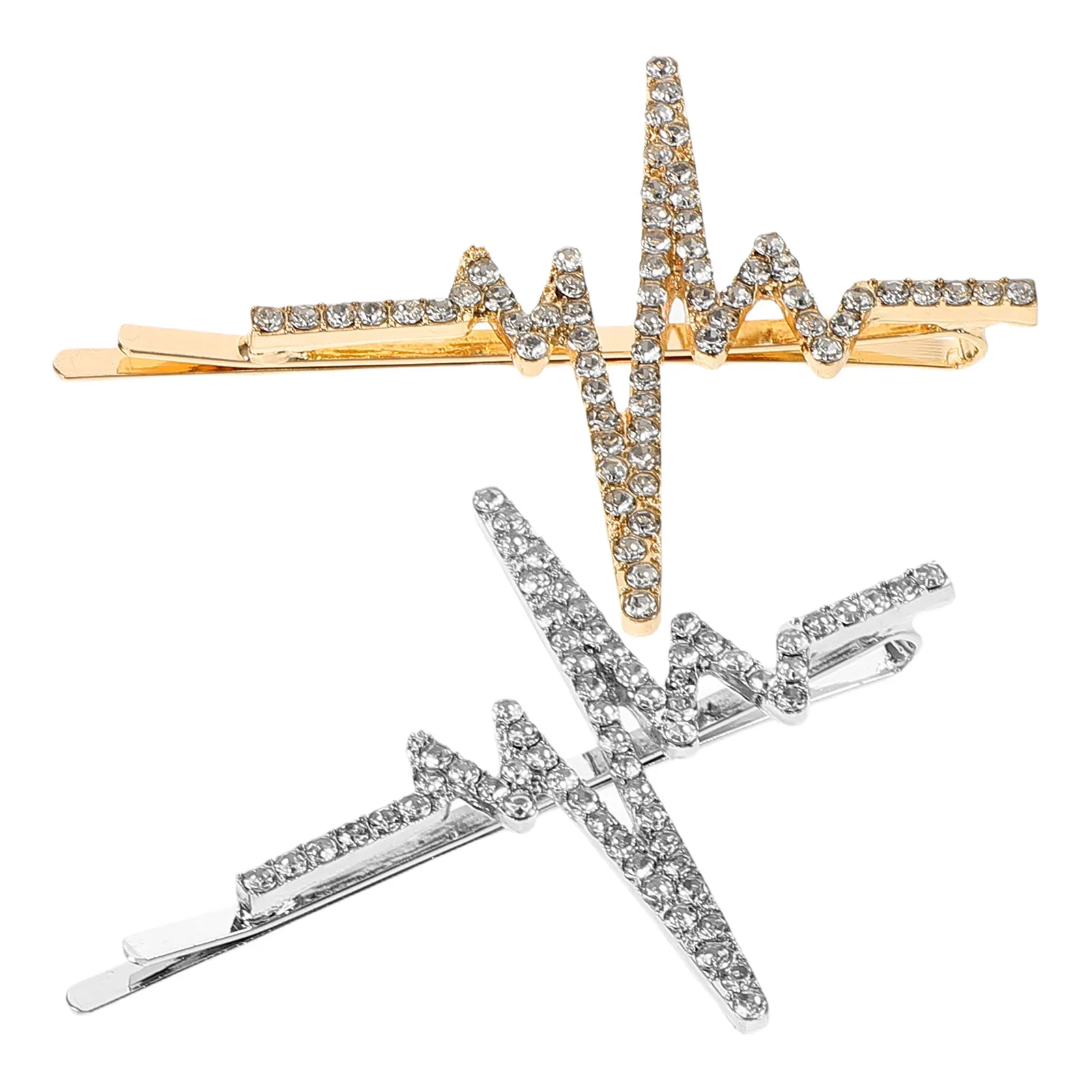 

ECG Hairpin Crystal Clips for Women Bobby Pins Silver Bling Gems Decorative Fancy