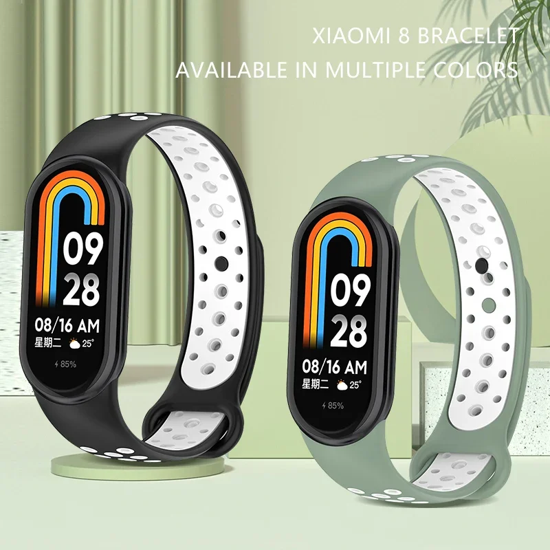 Cinturino in Silicone per Xiaomi Mi Band 8 SmartWatch comodo cinturino in doppio colore traspirante per accessorio per cintura Mi Band 8