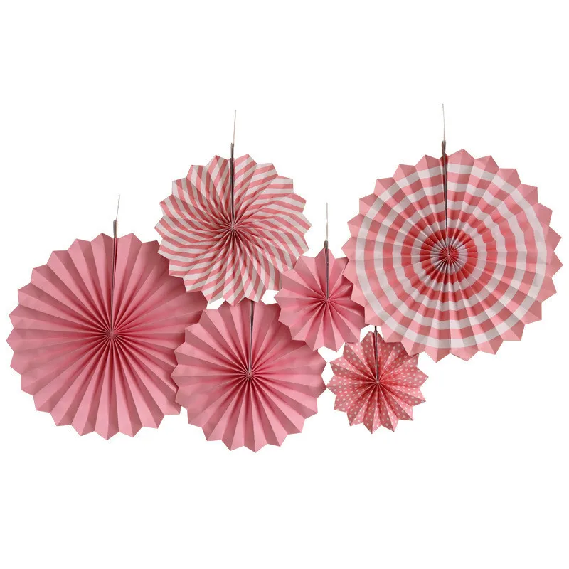 6pcs/set Decorative Wedding DIY Wheel Tissue Paper Hanging Fans Flowers Craft For Birthday Party Wedding Baby Shower Decoration