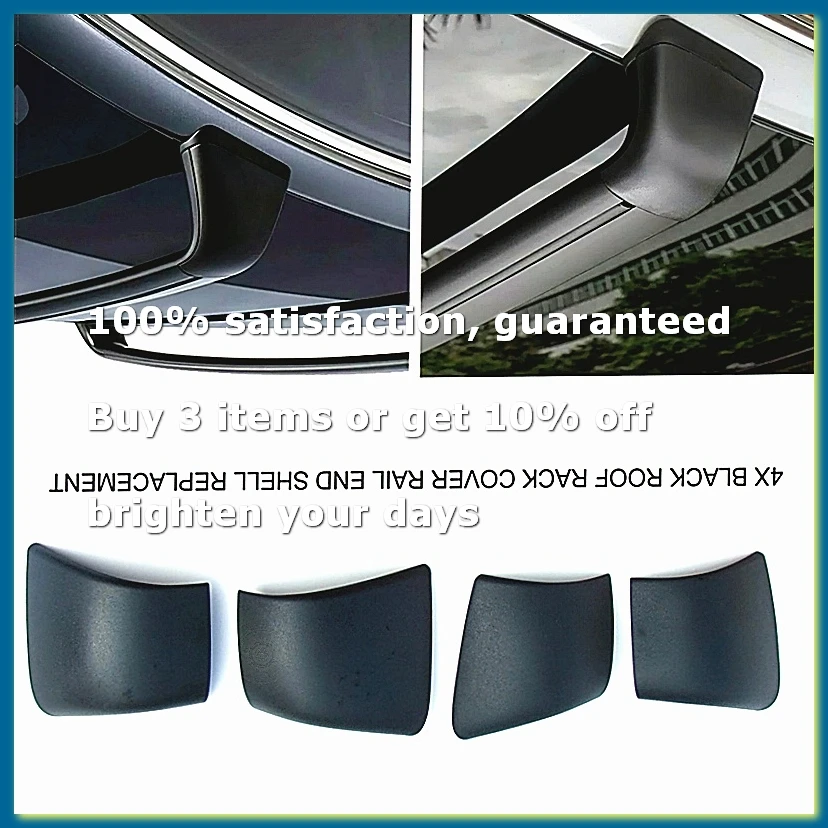 4Pcs Roof Rack Cover Cap Rail End Shell Assembly for Model Y 2021-2022 Roof Rack Covers Exterior Car Accessories