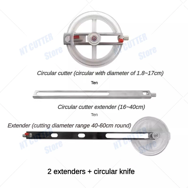 Coupe-cercle NT original japonais IC-1500P, couteau de coupe rond en papier fait à la main en acier inoxydable, boussole réglable, rallonge de couteau rotatif, diamètre de 1.8 à 60 cm, couteau utilitaire à trou