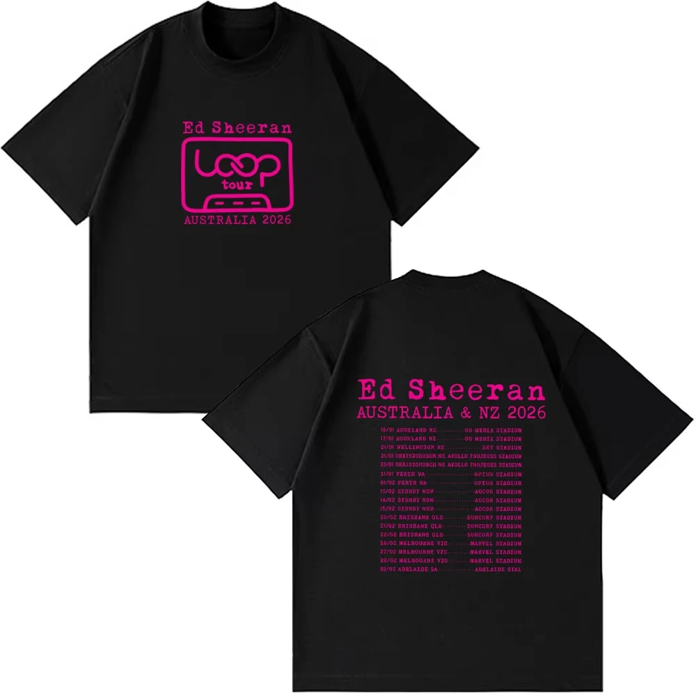 Ed sheeran loop tour austrália e nova zelândia 2026 tour merch verão t camisas fã presentes das mulheres dos homens moda algodão estilo roupas