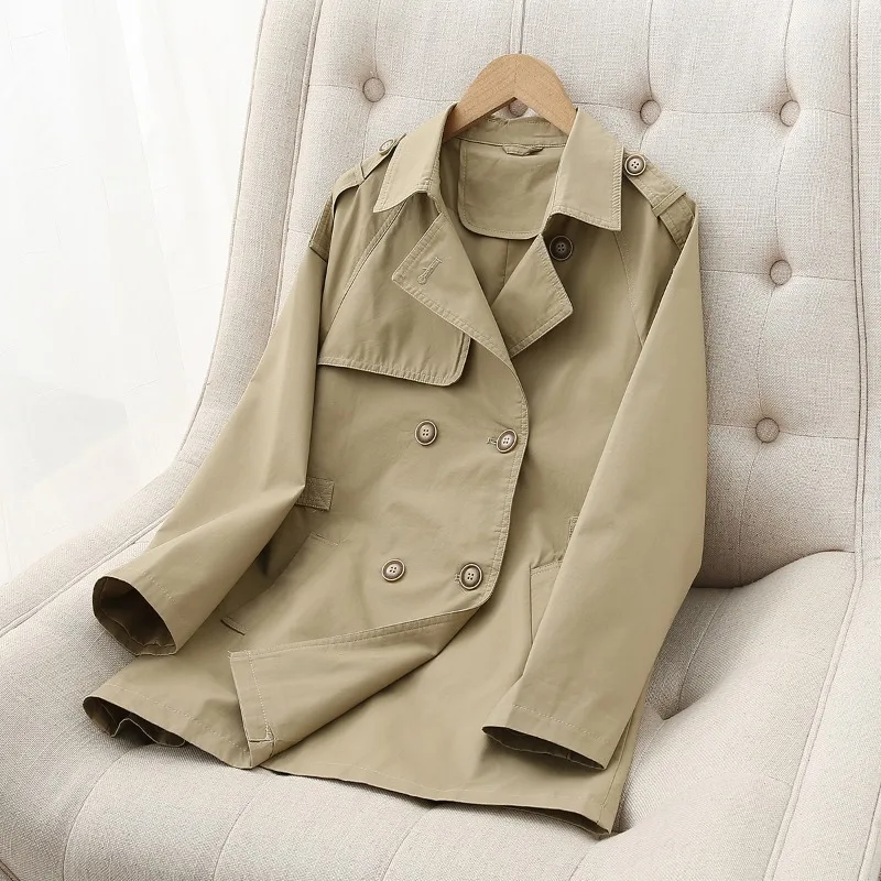 2026 Fashion Double-breasted Trench Coat Women's Windbreaker Spring Autumn Turndown Collar Loose Casual Outerwear Female Trench