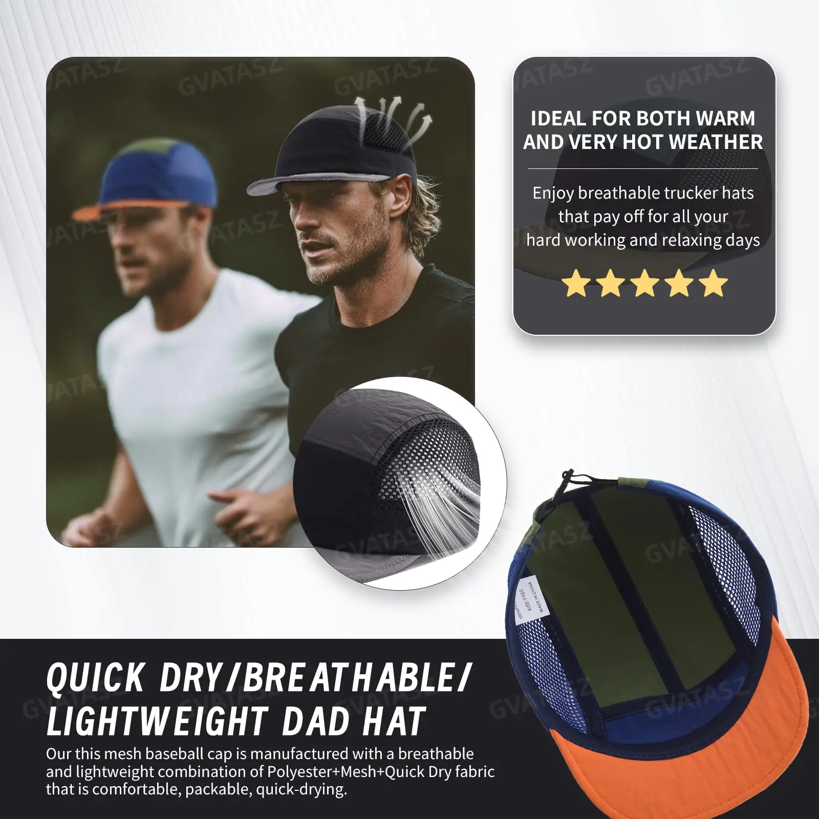 Soft Short-brimmed Men's Baseball Cap 5-panel Mesh Breathable Dad Cap Multi-color Running Cap Quick-drying Sports Cap