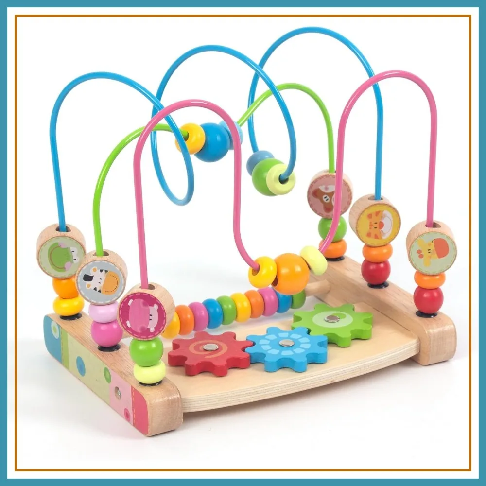 

Wooden Bead Maze for Toddlers - Educational Abacus Roller Coaster Toy, Great Gift