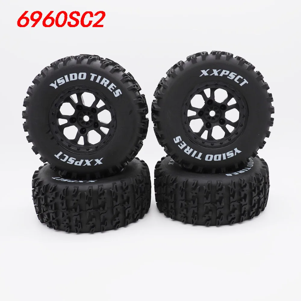 YSIDO 4 stuks 110mm 1/10 Korte Cursus Truck Banden Wiel Met 12mm Hex Voor Slash Arrma Senton HuanQi 727 Vkar 10sc Hpi Rc Auto