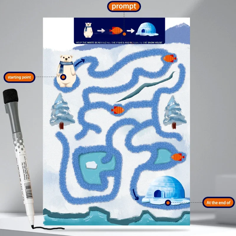 Training Maze Pen Control Book Children Labyrinth Drawing Tablet Hand Training Shape Games Set Educational Toys