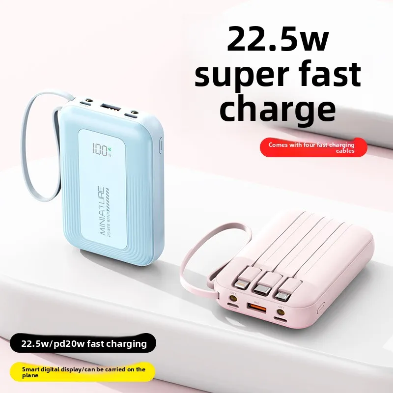 Banco de energía de carga rápida PD22.5W de gran capacidad de 20000 MAh con batería integrada fuente de alimentación móvil de cuatro cables batería externa