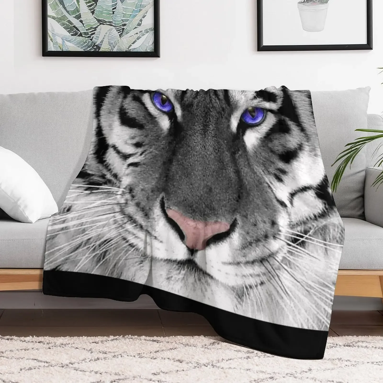 White tiger monochrome and colour Throw Blanket Luxury Blankets For Baby cosplay anime wednesday Blankets