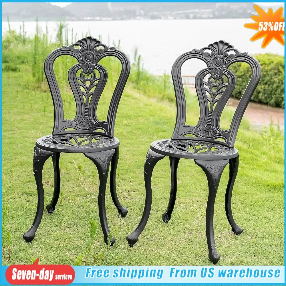 

Outdoor Dining Chairs Cast Aluminum Patio Chairs All Weather, Balcony Backyard Garden for Set of 2 Indoor Outdoor Bistro Chairs