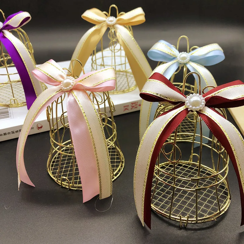 25pcs European-style Golden Wedding Candy Box Bird Cage Wedding Candy Box Tin Box Tinplate Box Wedding Supplies