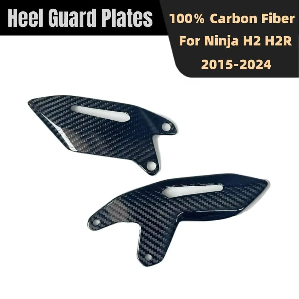

For Kawasaki Ninja H2 H2R 2015-2024 100％ Carbon Fiber Rear Foot Heel Guards Motorcycle Accessories Footrest Wings Protector