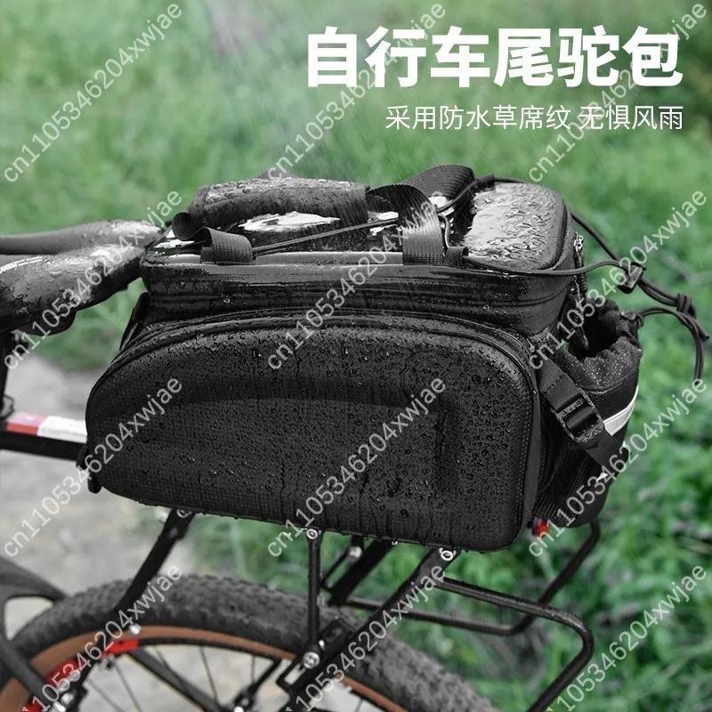 Waterproof Bike Rear Carrier Storage Bag, Large Capacity Cycling Tail Pack Equipment Fit Mountain Bicycle Long Distance Travel