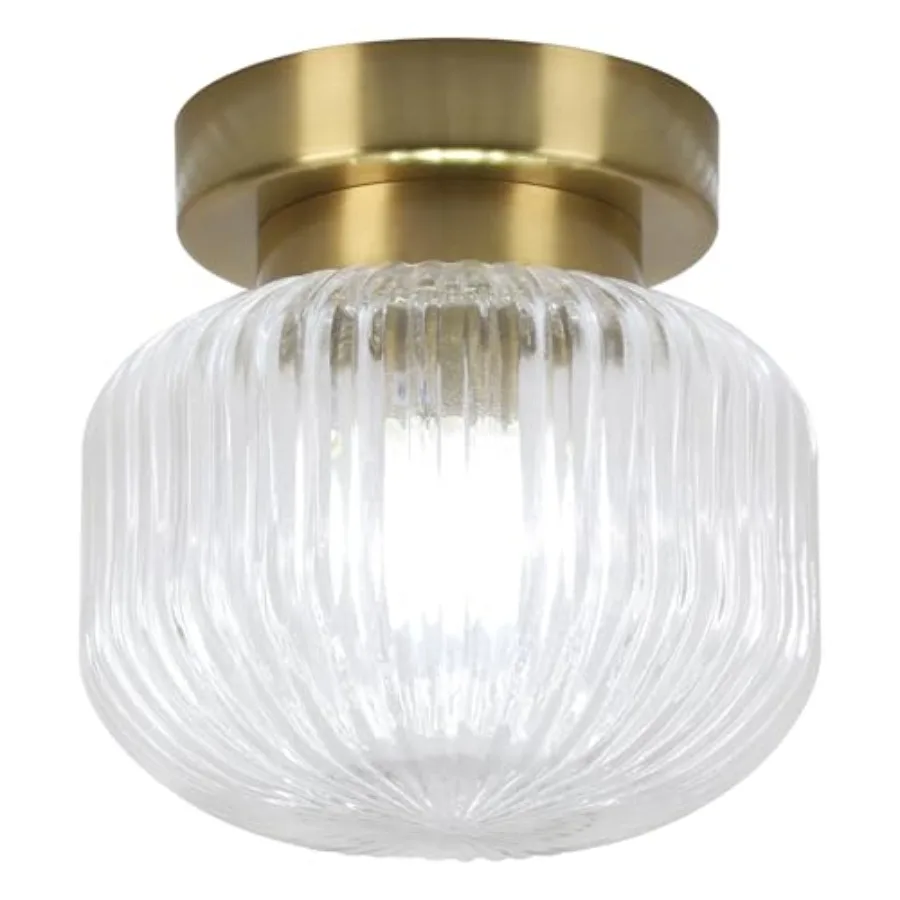 

Lighting Ribbed Glass Flush Mount Ceiling Light Industrial Close to Ceiling Light Fixtures Small Schoolhouse Light Fixture Mode