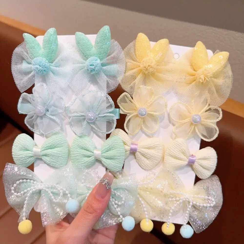 

Kawaii Cute Barrettes Set Japanese Korean Style Duckbill Clip Bow BB Clip Candy Color Hairpin Flower Hair Clip Kids