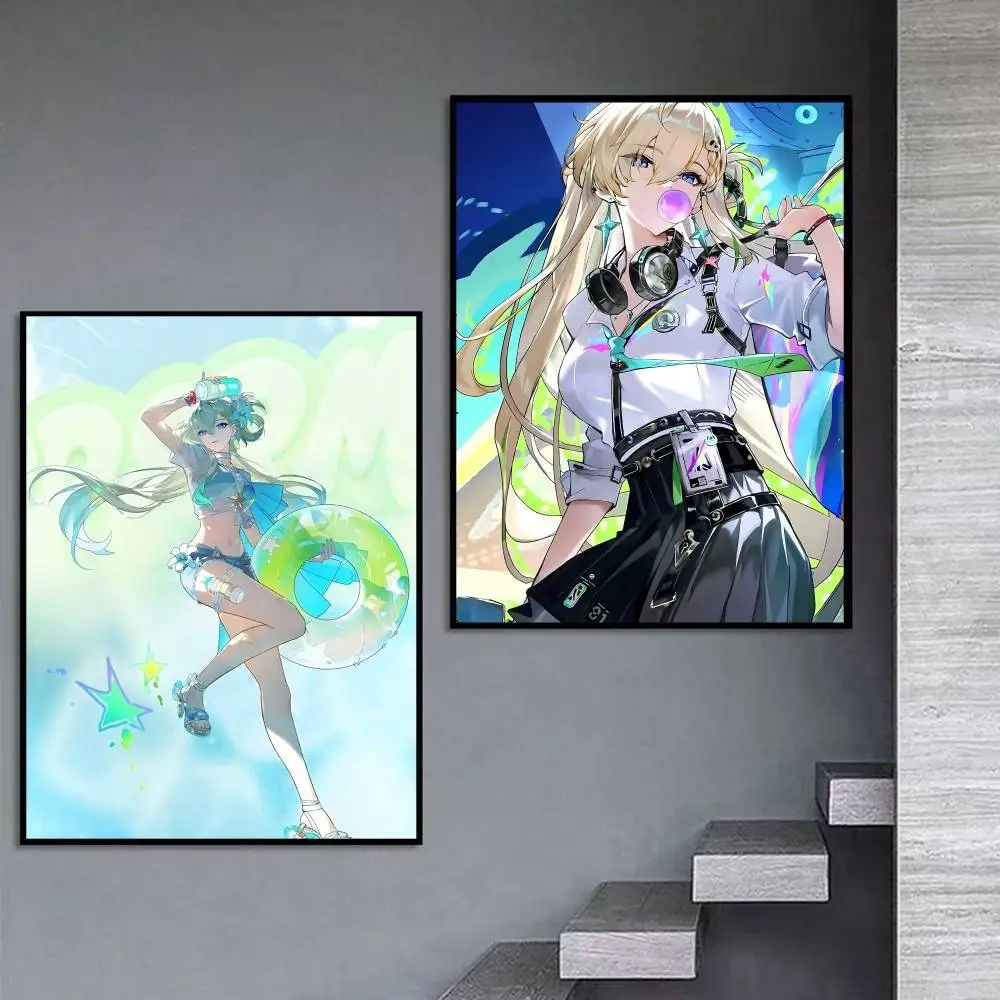 Skate Girl L-Lynae-e Game WUWA  Poster Self-adhesive Art Waterproof Paper Sticker Coffee House Bar Room Wall Decor view 2