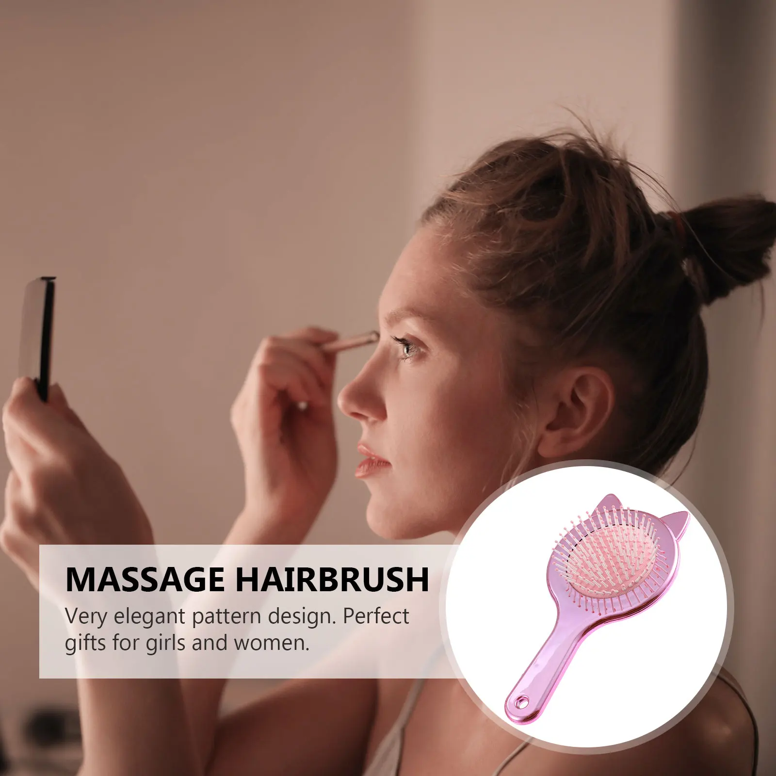 

Electroplating Pink Detangler Scalp Curly Hairbrush Curly Hair Comb Healthy Growth Massage Comb Portable