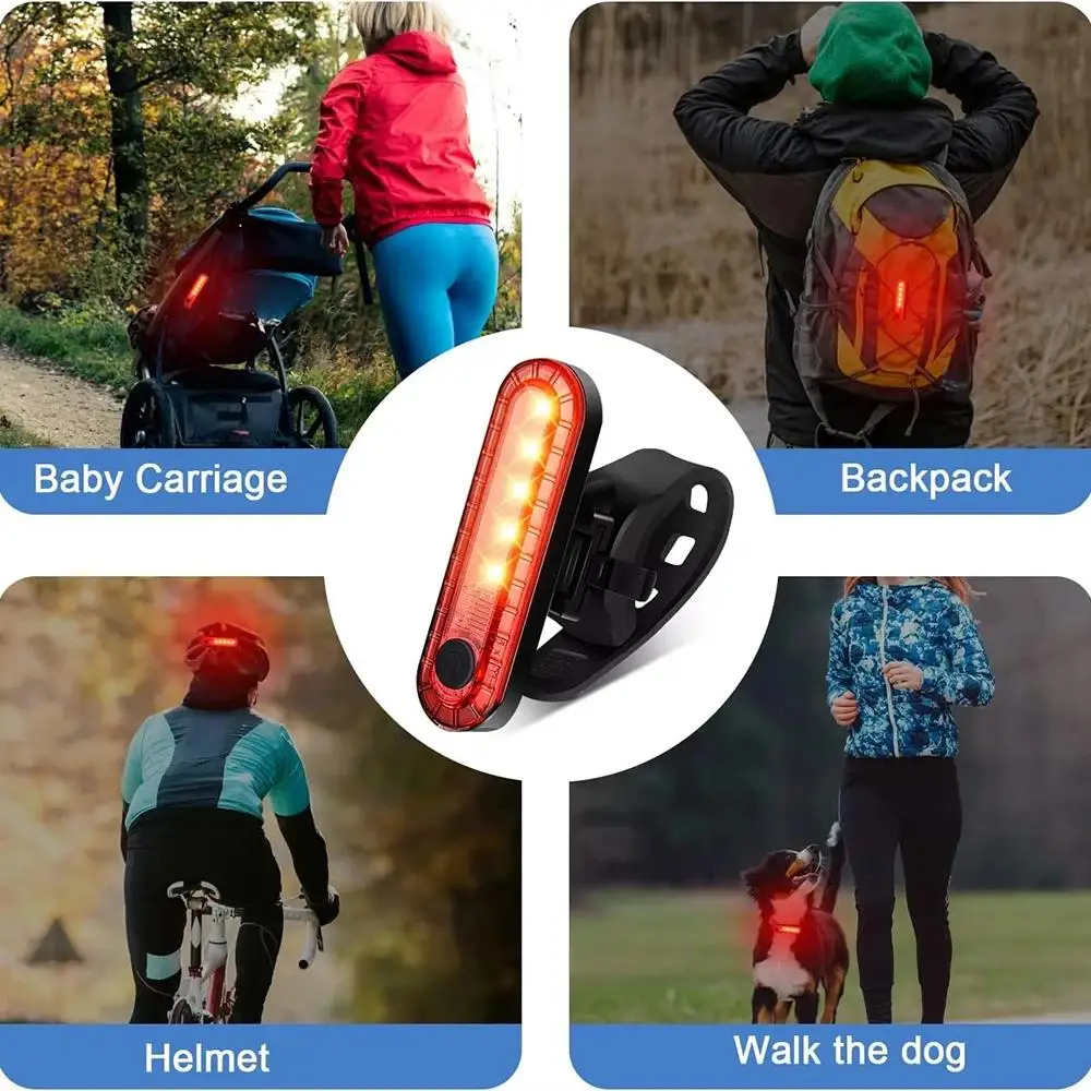 Bike Tail Light USB Rechargeable LED Bright Rear Red Bike Light Cycling Safety for Night Riding Lighting Back Bicycle Taillights
