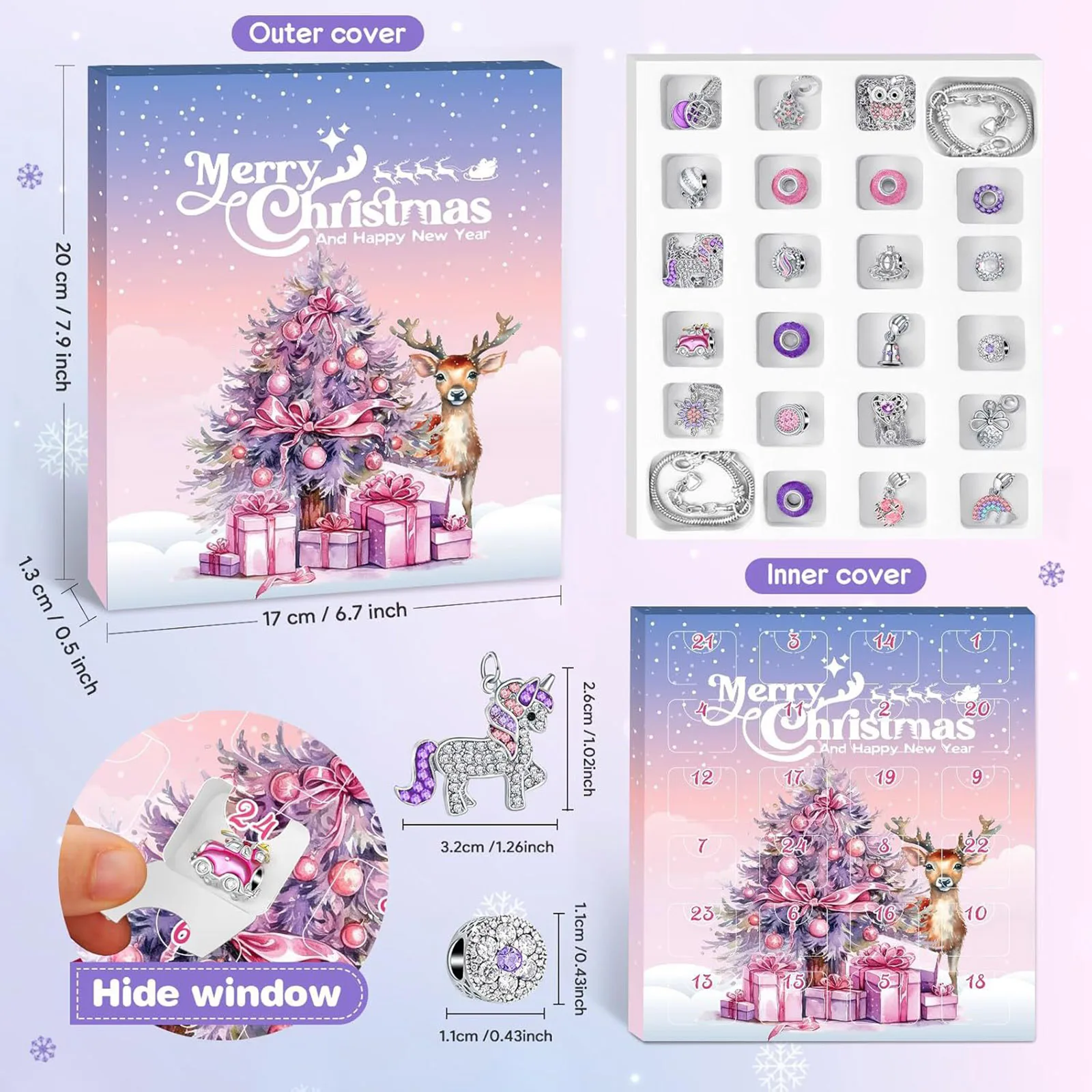 Table Night Light with Timer Christmas Advent Calendar Bracelets For Girls 24 Days Xmas Countdown Large Timer Clock for Workouts