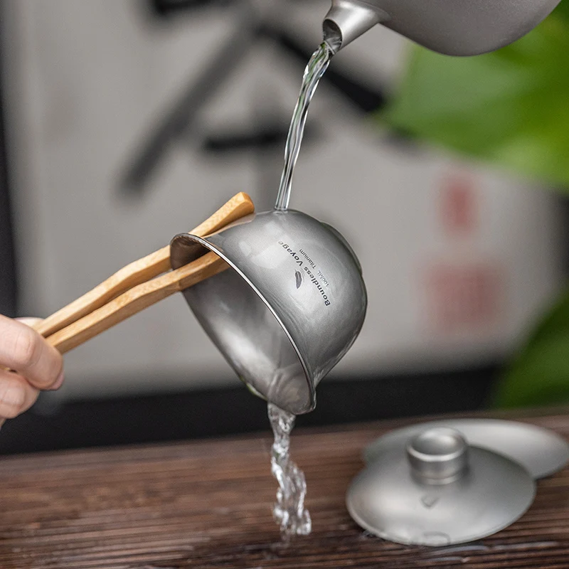 Boundless Voyage 100 ml Titan Gaiwan Traditionelles chinesisches Kung-Fu-Teeset mit Deckel Hitzebeständige doppelwandige Teeschüssel – Detail 10