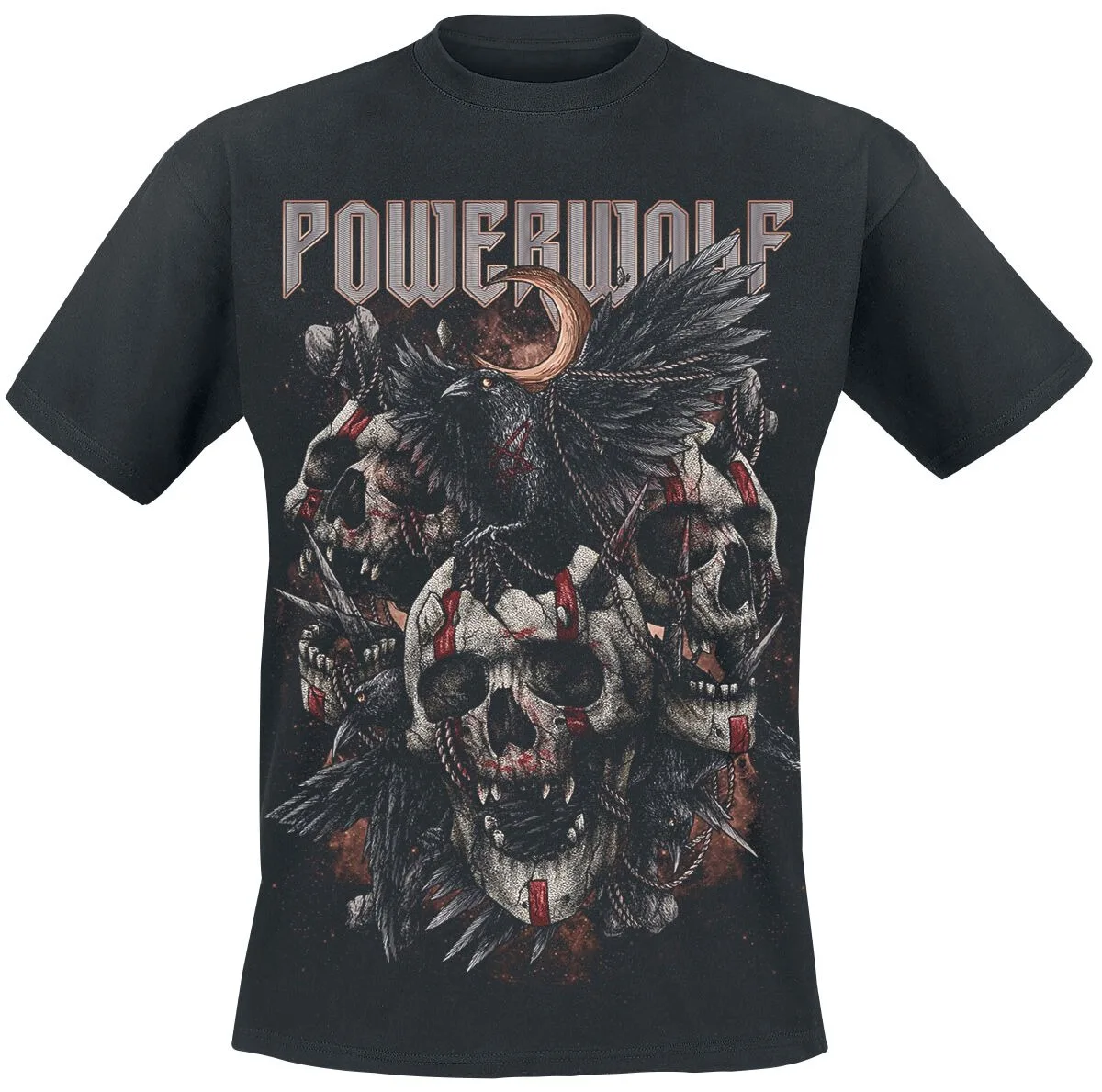 Powerwolf Dead Hogs Don't Cry Skull & Crow Print T-Shirt, Unisex Metal Fans Tee