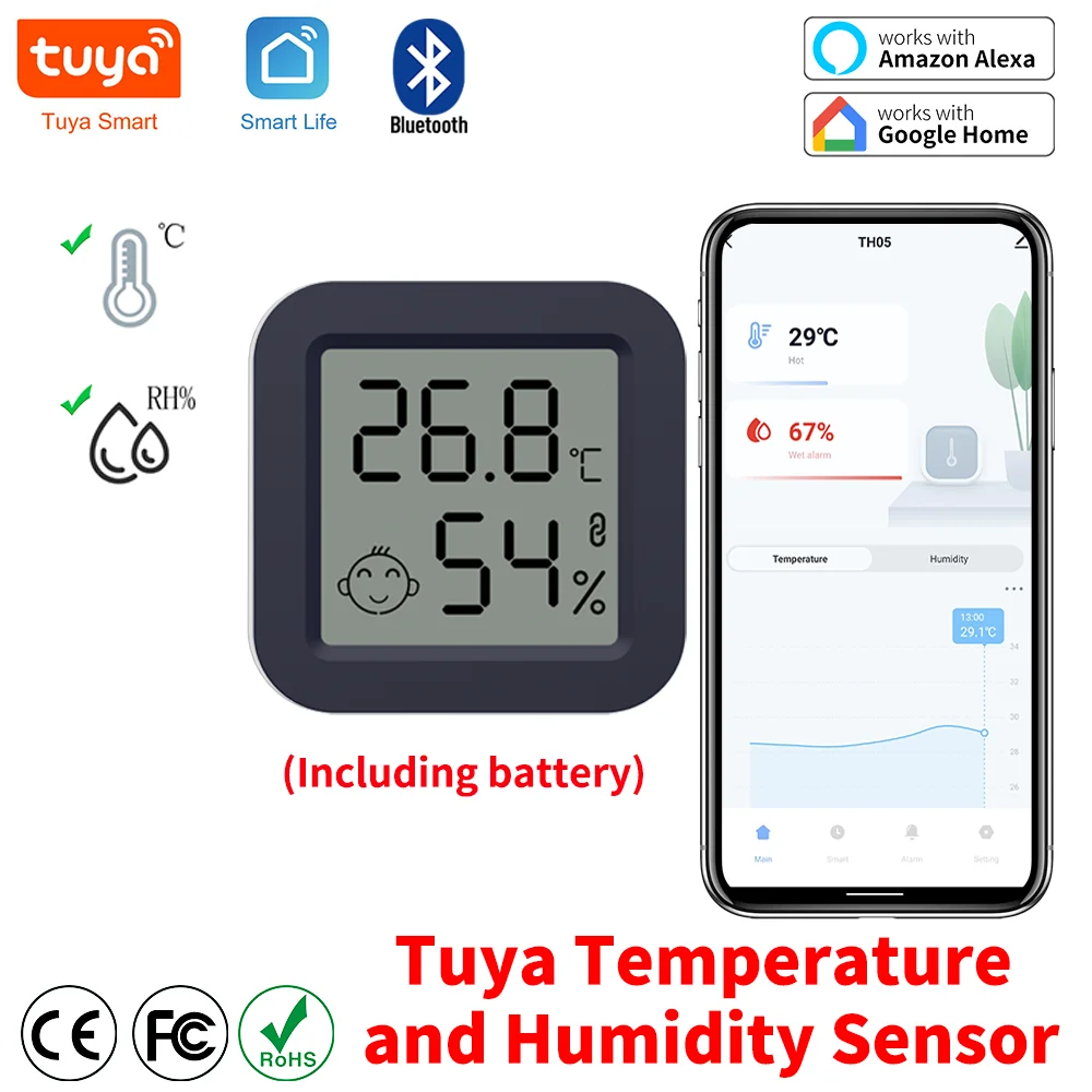 Newest Tuya Bluetooth Temperature Humidity Sensor LCD Thermometer Mini Smart Electric Hygrometer APP Remote Control Home