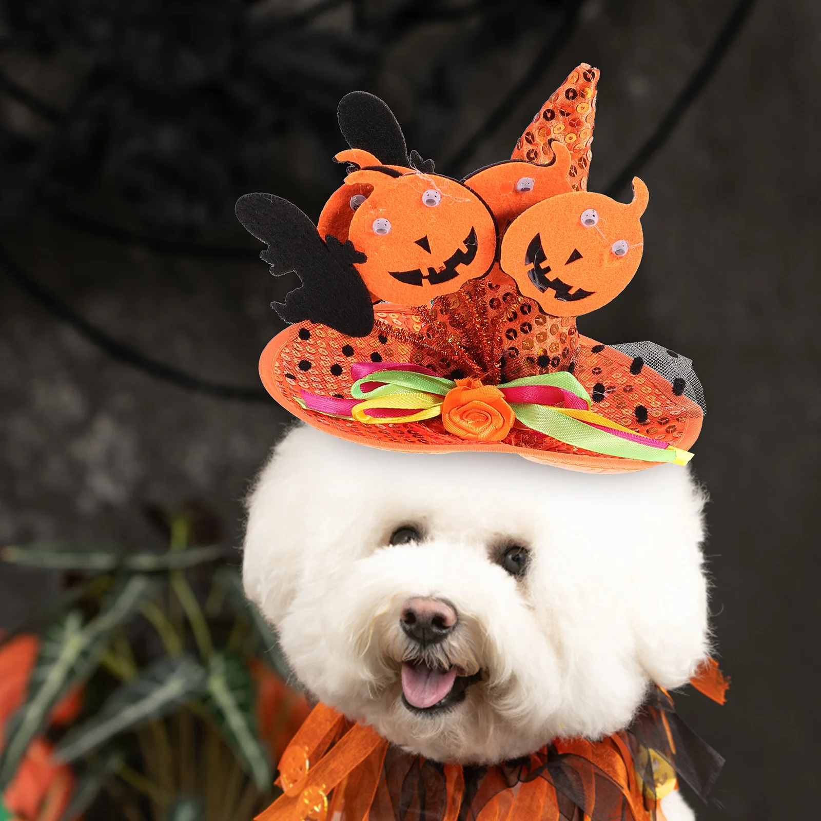 

Halloween Pet Headgear ange Funny Hats for Dogs Cats Witch Costume Accessories Pumpkin Cap Dog Kitten Photos Halloween Style Pet