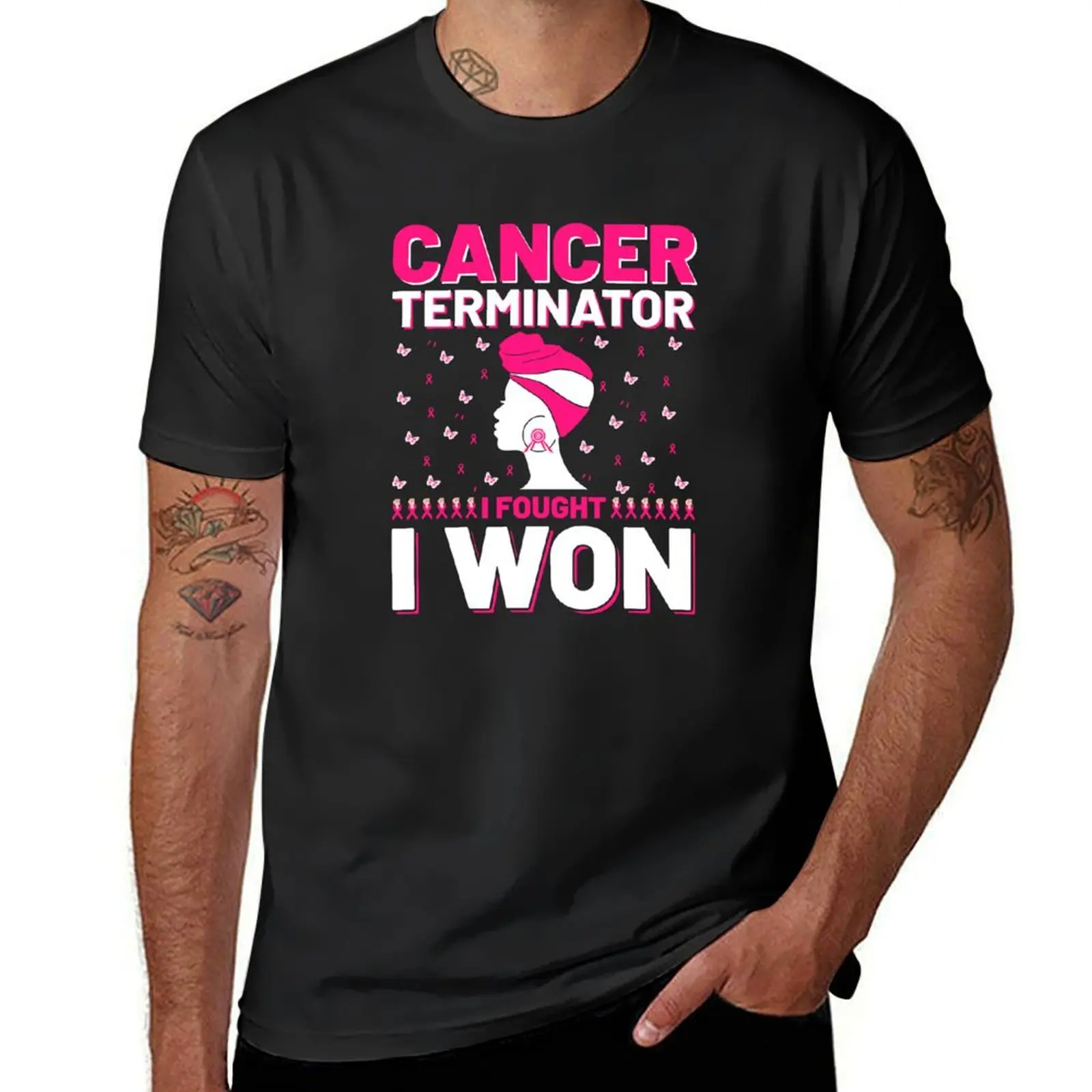 Cancer terminator i fought i won, Cancer presents for women, Cancer necklaces, support, fighter jewelry, C T-Shirt