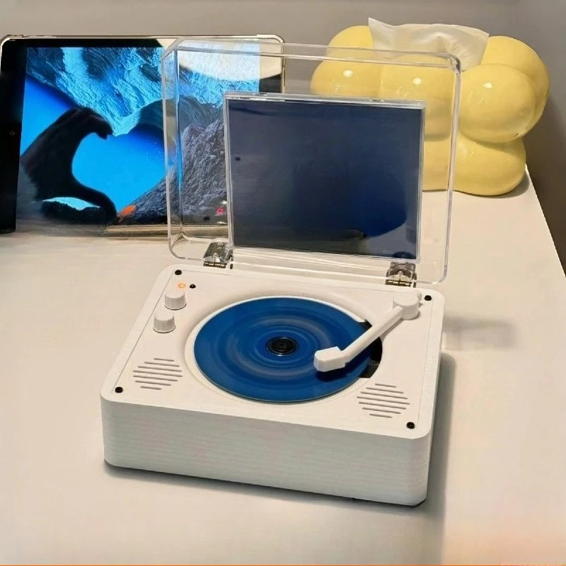 

Retro Bluetooth CD player, vinyl player style, album CD playback, built-in Bluetooth speaker, home desktop player