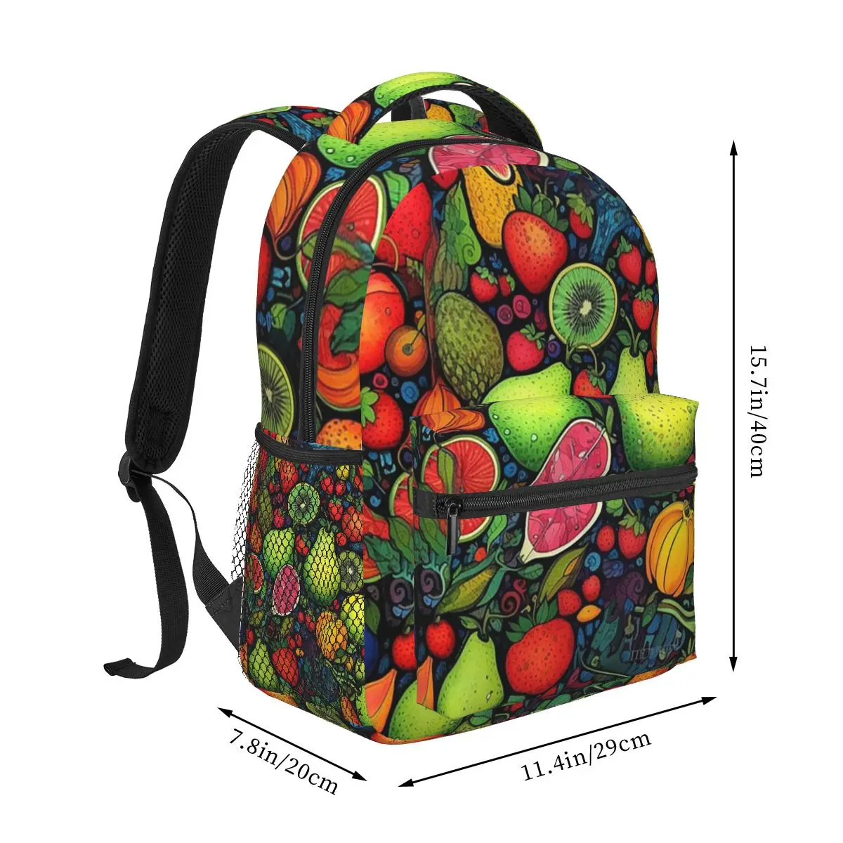 Kiwi Mango Orange Strawberry Fruit Backpack Student Boys Girls BookBag Children School Bag Laptop Shoulder Bags for Men Women