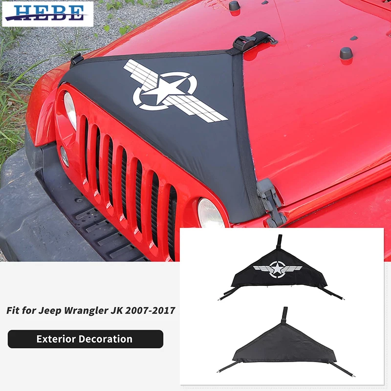 ​​​​​​HEBE Car Front Engine Bonnet Guard Hood Decoration Cover for Jeep Wrangler JK 2007-2010 2011 2012 2013 2014 2015 2016 2017