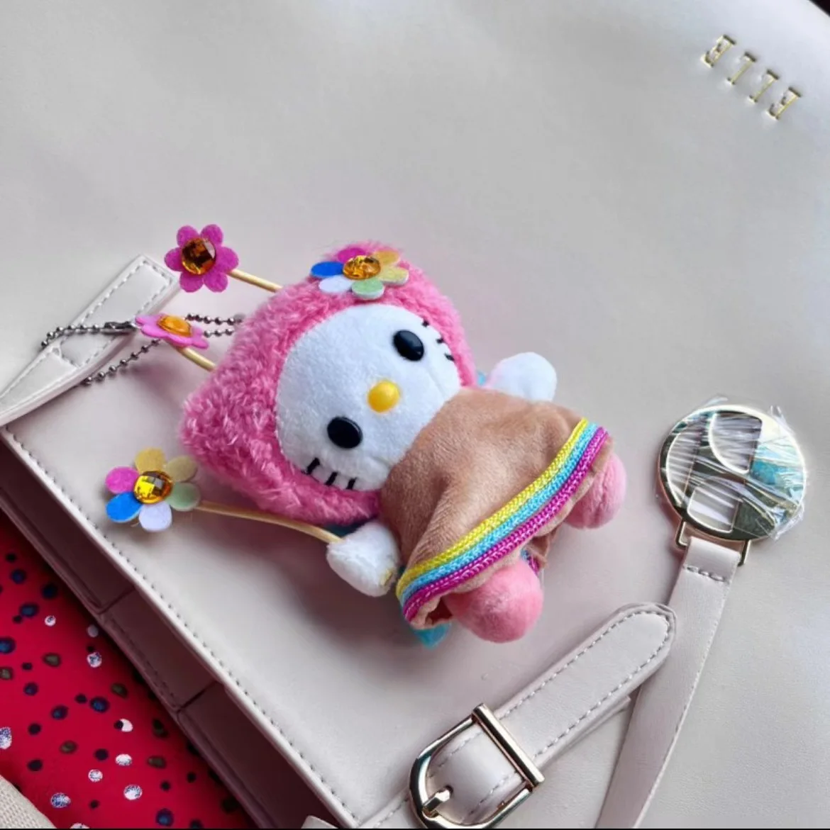 Kawaii Sanrio carino Hello Kitty portachiavi bambola borsa ciondolo accessori borsa appesa ornamento ragazze fascino regali di compleanno giocattoli