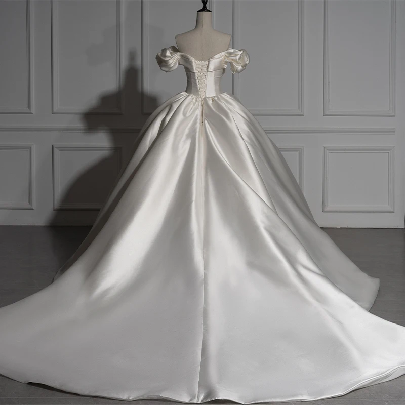 Elegant Satin Custom Made Ball Gown Customized Wedding Dress For Women 2026 Lace Up Front Bride Gowns Simple Vestido De Mariages