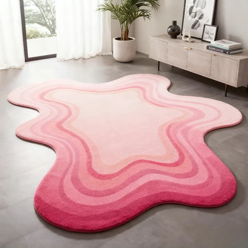 Dopamine Color Carpets for Living Room Thicken Plush Bedroom Decor Carpet Fluffy Soft Lounge Floor Mat Irregular Shape Study Rug