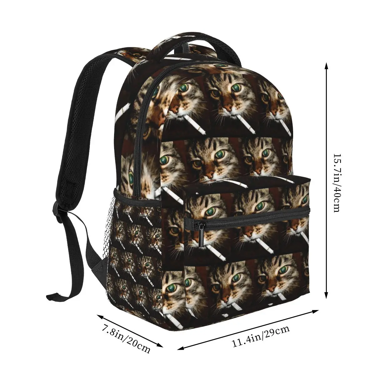 Funny Meme Smoking Cigarette Cat Face Graphic Student Backpack School Bag Daypack for Men Women Fashion Bookbag Shoulder Bags