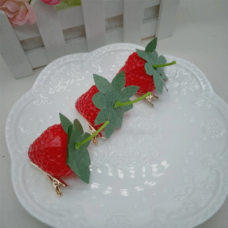 Strawberry Hair Clip Strawberry Shaped Hairpin Sweet Fruit Bunches Duckbill Clip Fruit Theme Strawberry Barrettes