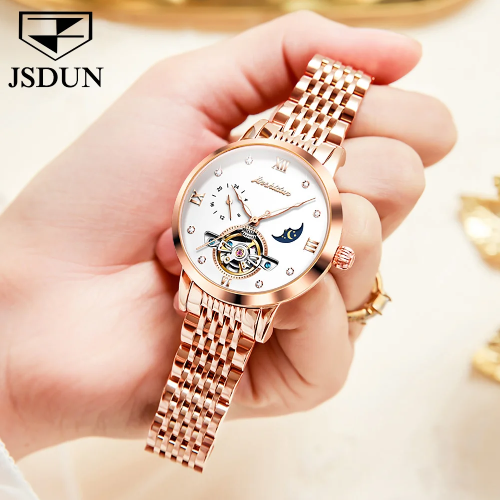 JSDUN New Fashion Trend Lady Wrist Watch Best Selling Automatic Mechanical Women Watches High Quality Waterproof Watch for Women