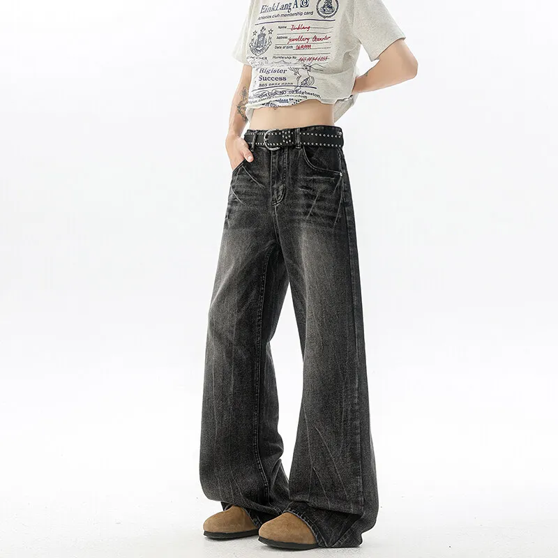 Extended jeans lightning crack men's trendy brand design straight pants