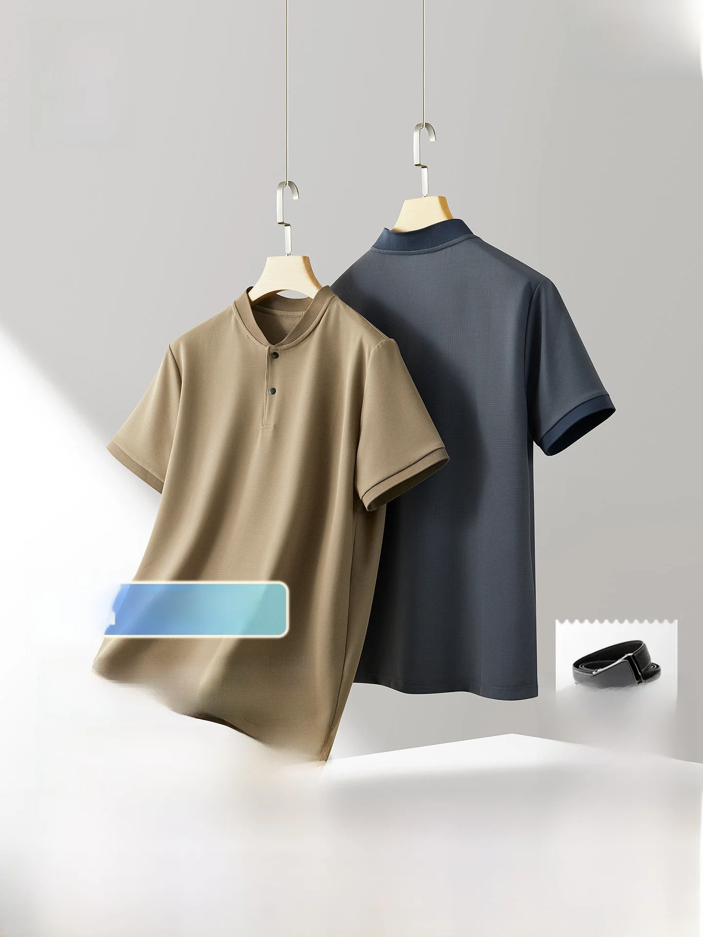 Hodo Men's Short Sleeve T-Shirt Textured Elastic Straight Leg Summer New Casual Top Youth Popular Standard Fit Nylon Lycra