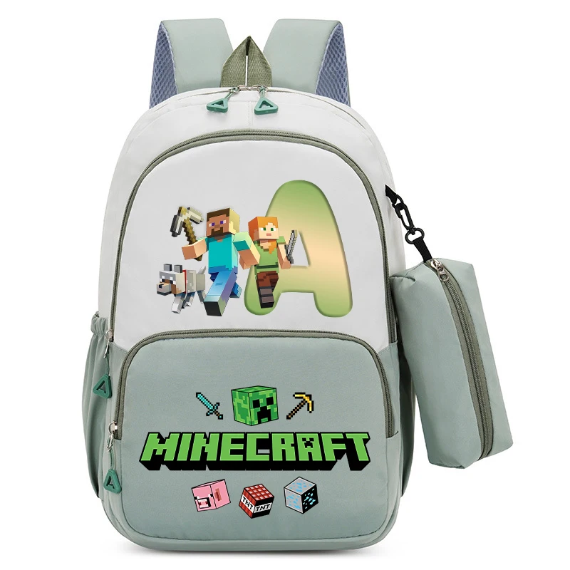 

Game Theme Print Large Capacity Backpack Pencil Case Set Minecrafted Schoolbag Pen Pouch 2pcs Stationery Fashion School Supplies
