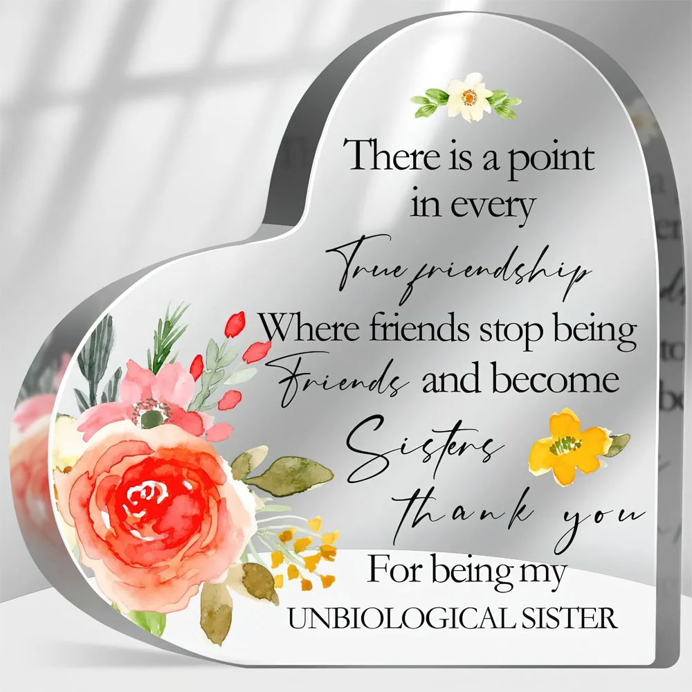 acrylic effect/pattern Friendship Appreciation Gifts, Thank You Gift for Women Friends, Best Friend Ever Plaque for Sister
