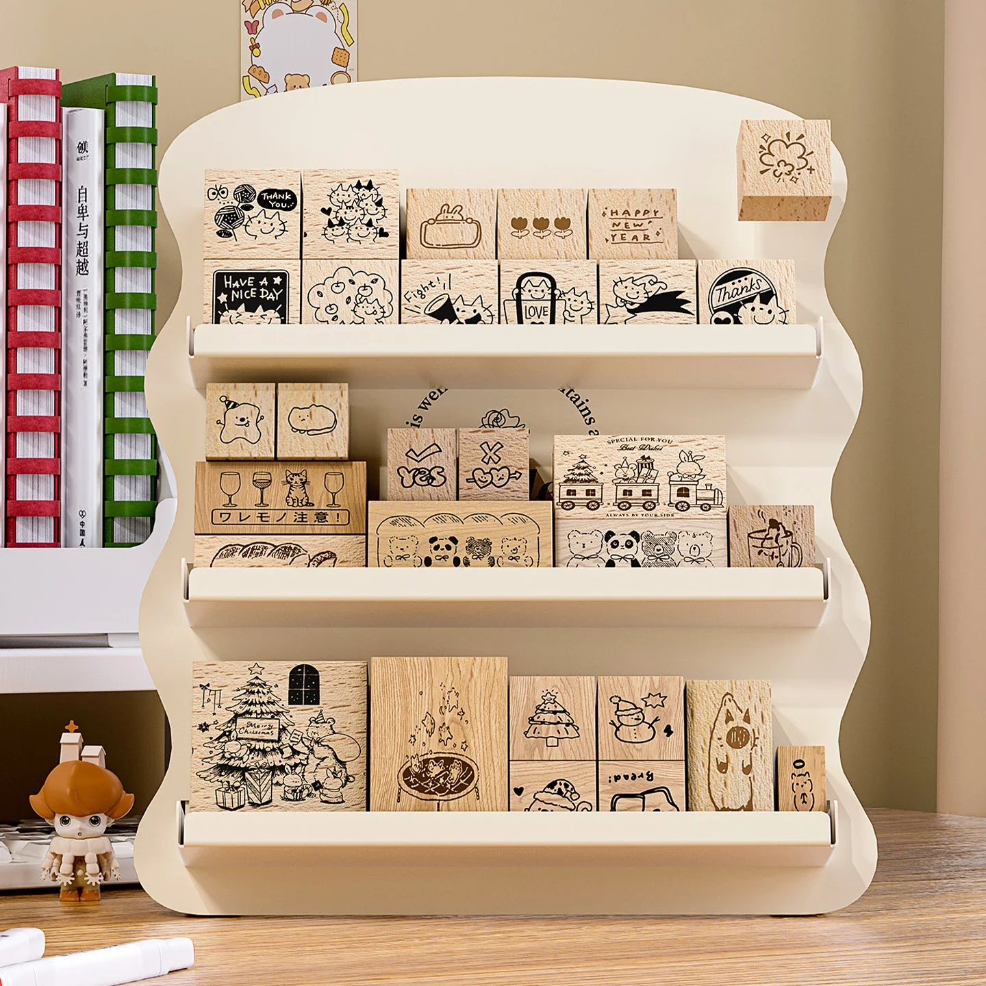 New Stamp Storage Display Rack Ink Pad Organizer Student Desktop Journal Storage Shelf Multi-Layer Office Stationery Organizer