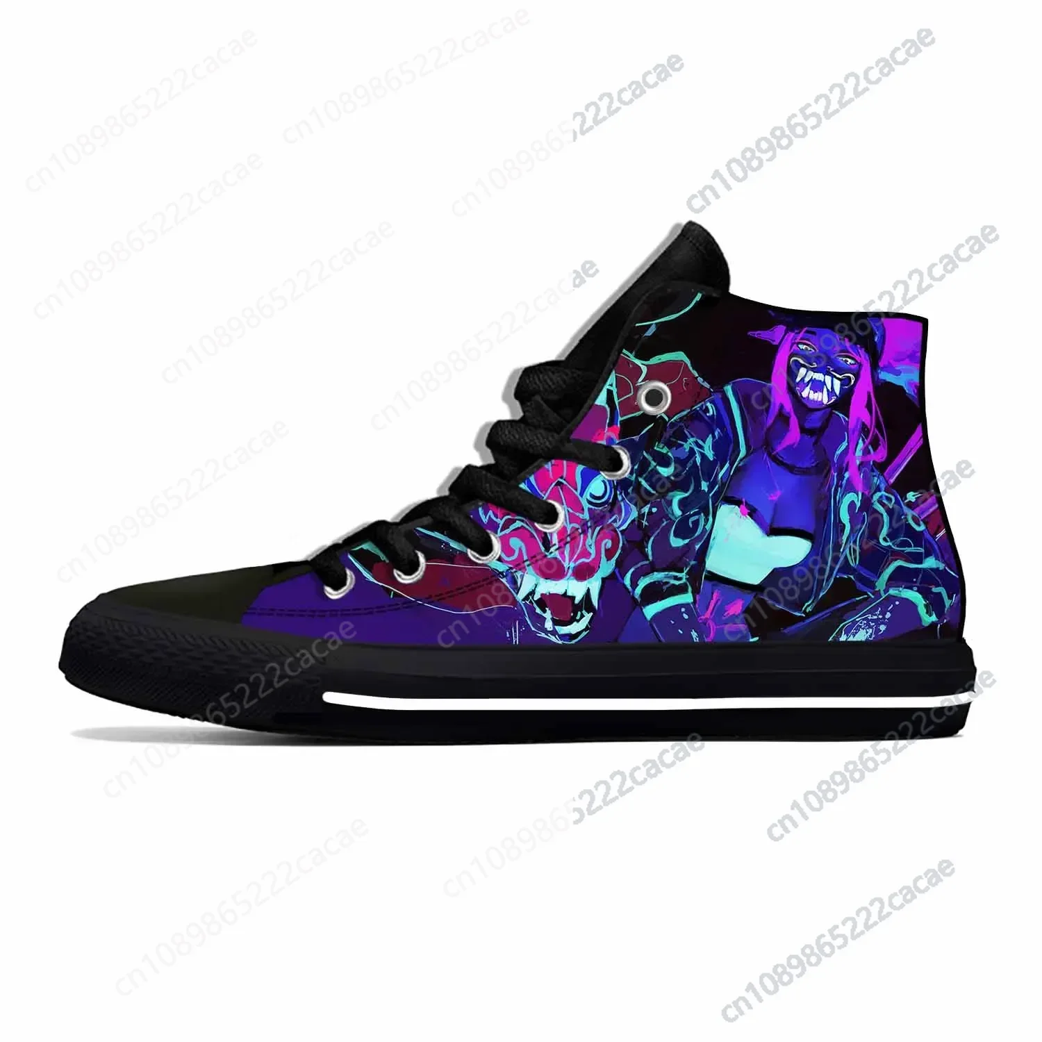 Anime Cartoon Manga Comic Game Akali Fashion Cool Casual Cloth Shoes High Top Lightweight Breathable 3D Print Men Women Sneakers