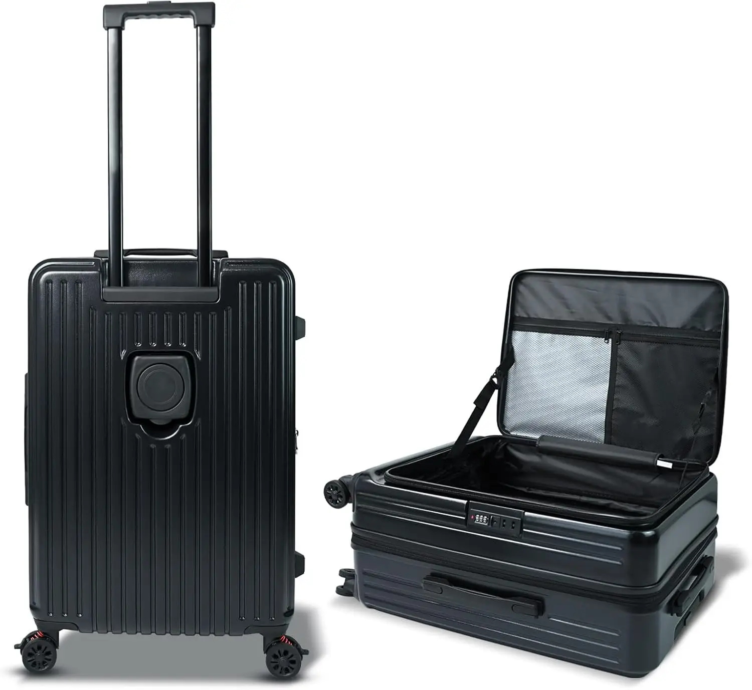 24 Inch Expandable Hard Shell Checked Luggage with Top-Open Design, 360° Spinner Wheels, PC+ABS Lightweight & Scratch-Resistant Suitcase