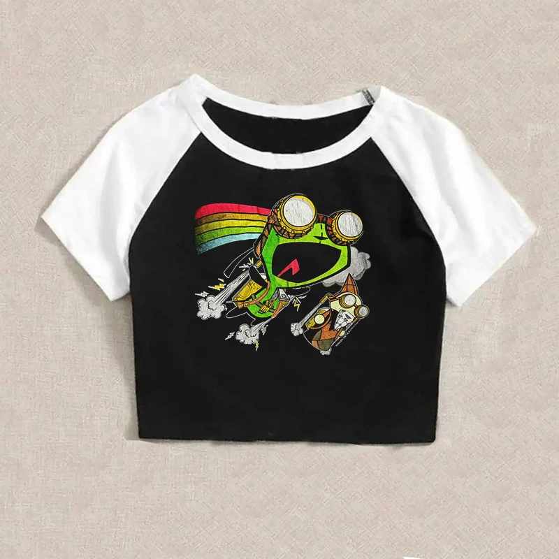 Vintage Emo Girls Graphic Print Short Sleeve Tee Y2k Top Slim Crop Top Aesthetic Gothic Punk Streetwear Women T Shirt 2000s Tops