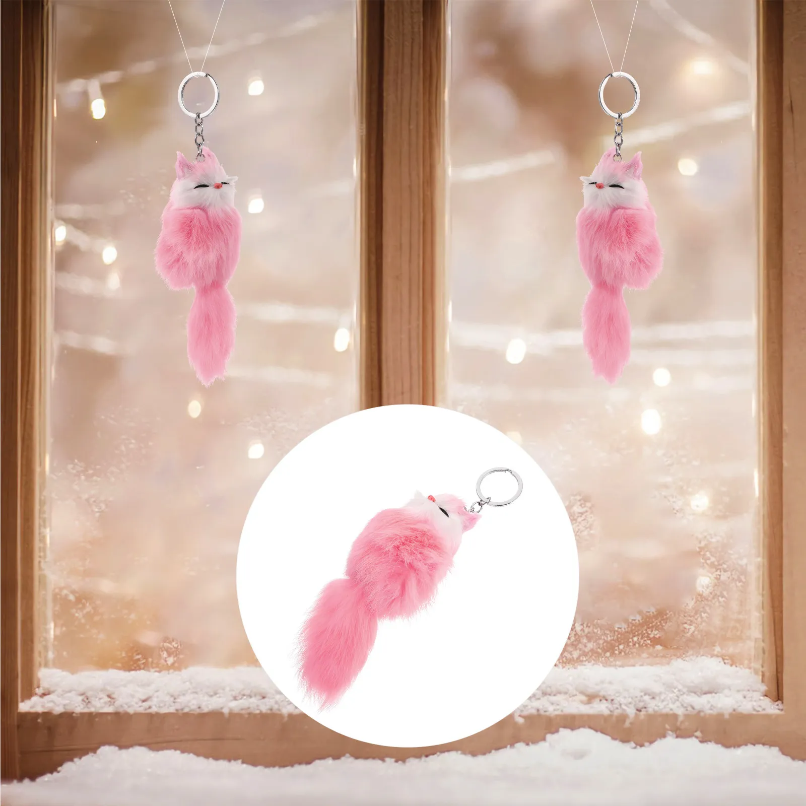 1Pcs Fashionable Fox Hanging Pendant Stylish Bag Decor Keychain Cartoon Key Ring Key Accessory Keychain Bag Hanging Pendant