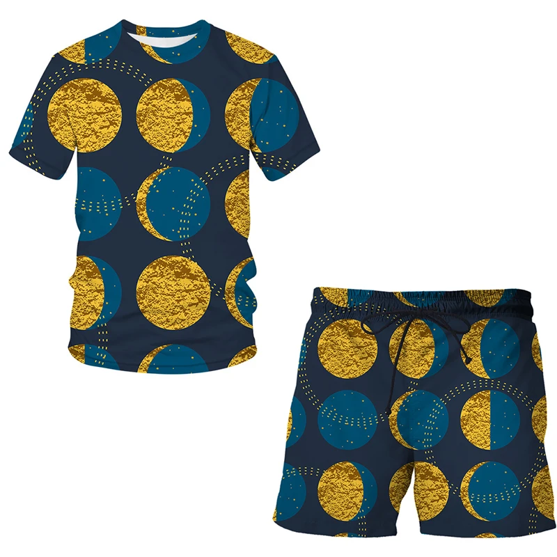 

Men's Sportswear Suit T-Shirt Shorts Tracksuit Fashion Men's Clothing 2-piece Sets Jungle leaf pattern 3D Printing Short sleeve
