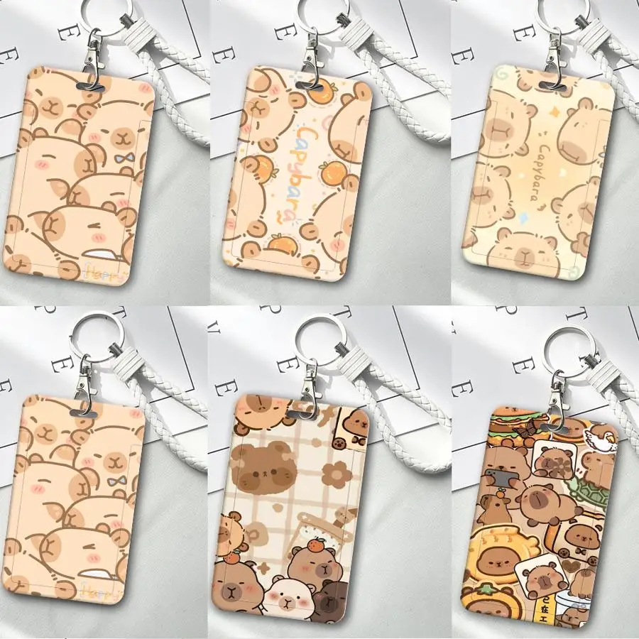 Cover Case 1Pc Card Holder Retractable Credit Card Holders Holders Child Bus with lanyard Bank ID Badge Cute Capybara